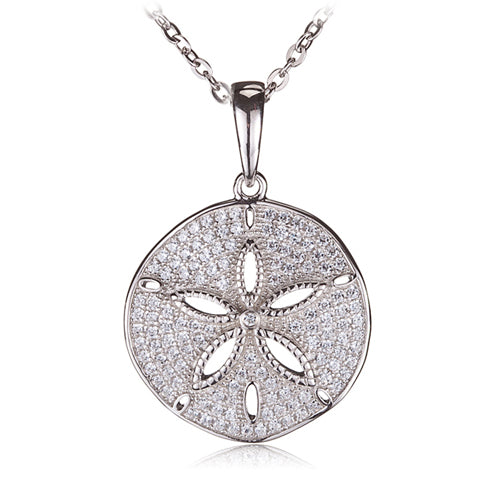Sand Dollar Sterling Silver Pendant with See Through Star Fish(Chain Sold Separately)