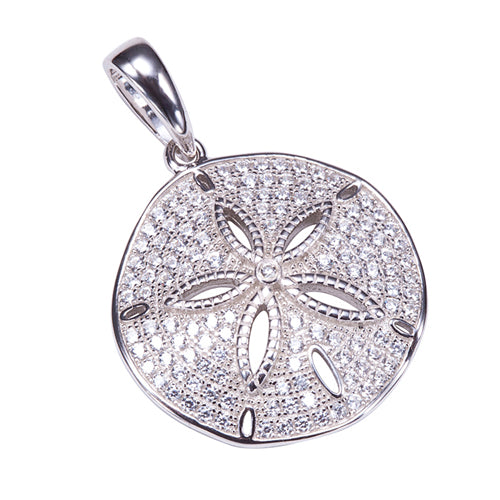 Sand Dollar Sterling Silver Pendant with See Through Star Fish(Chain Sold Separately)