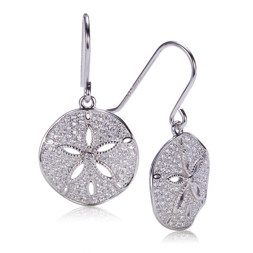 Sand Dollar Sterling Silver Hook Earring with See Through Star Fish