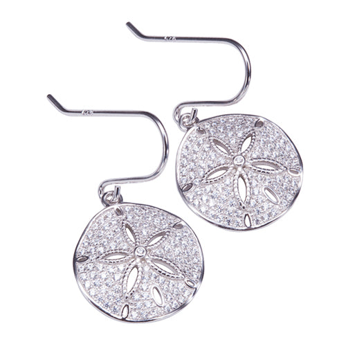 Sand Dollar Sterling Silver Hook Earring with See Through Star Fish