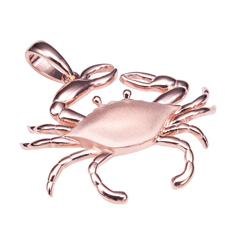 Sterling Silver Pink Gold Plated Moving Crab Pendant Sandblast Finished(Chain Sold Separately)