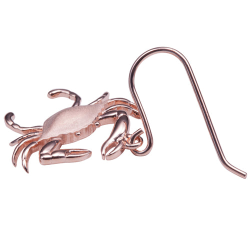 Sterling Silver Pink Gold Plated Moving Crab Hook Earring Sandblast Finished