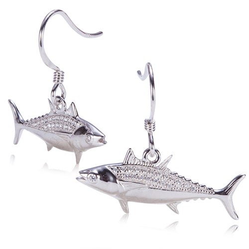 Sterling Silver Pave Cubic Zirconia Tuna Hook Earring