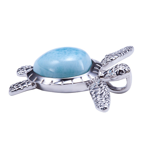 Sterling Silver Larimar Sea Turtle Necklace (90104) – J Loupe