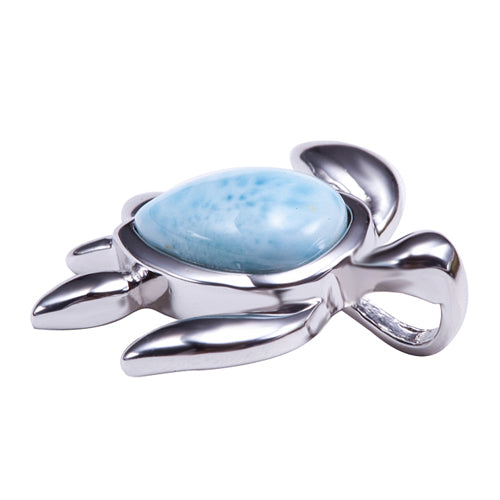 Sterling Silver Larimar Sea Turtle Pendant(Chain Sold Separately)