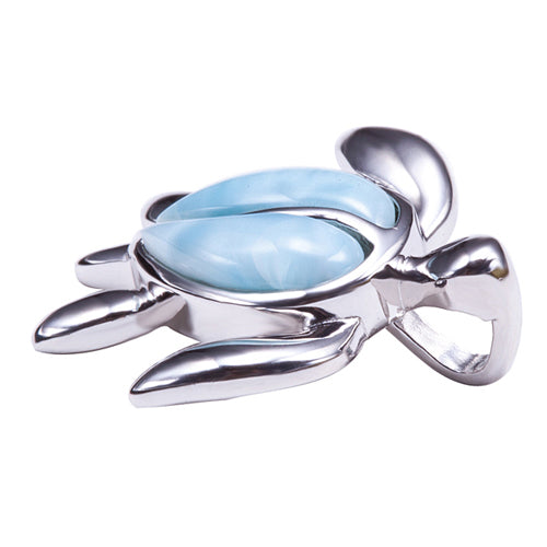 Larimar Honu(Turtle) Sterling Silver Pendant(Chain Sold Separately)