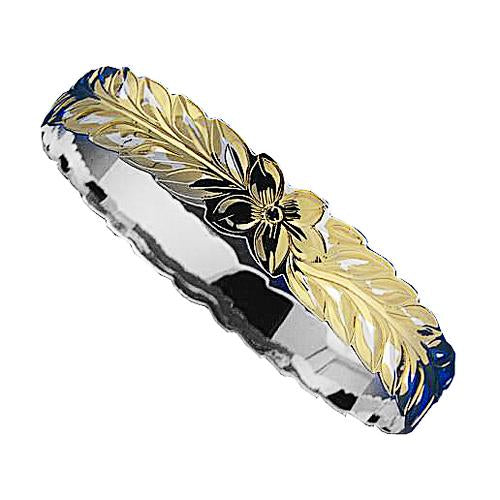Hawaiian Maile Cut Out Two Tone Baby Bangle 8mm