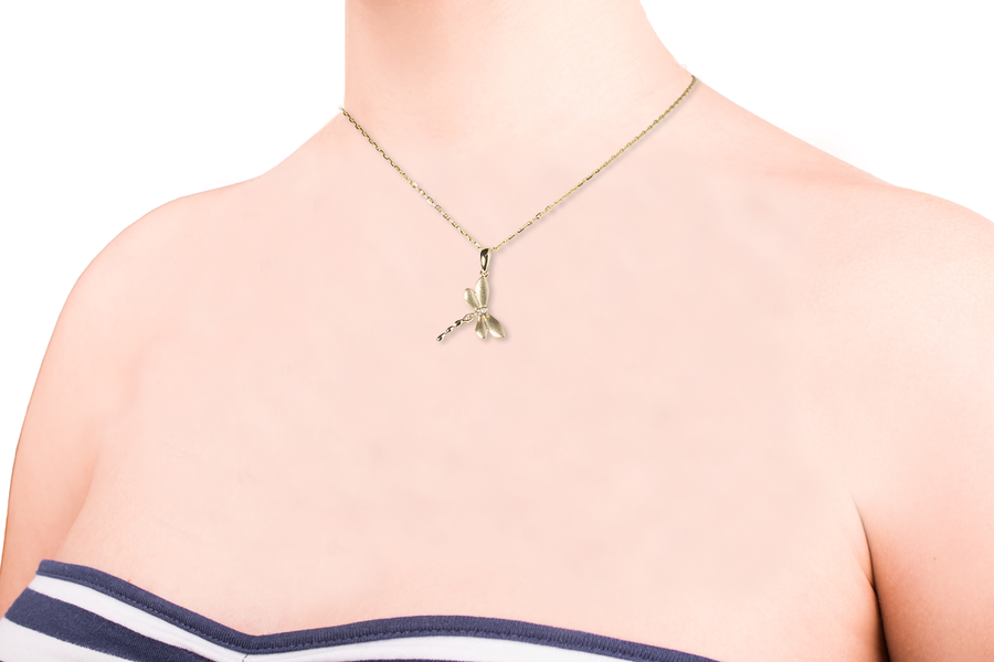 14K Yellow Gold Dragonfly w/Diamond Pendant (Chain Sold Separately)
