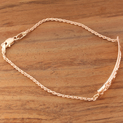 14K Gold Custom-Made Hawaiian Jewelry Plumeria ID Smooth Edge Bracelet (Thickness 1.5mm)