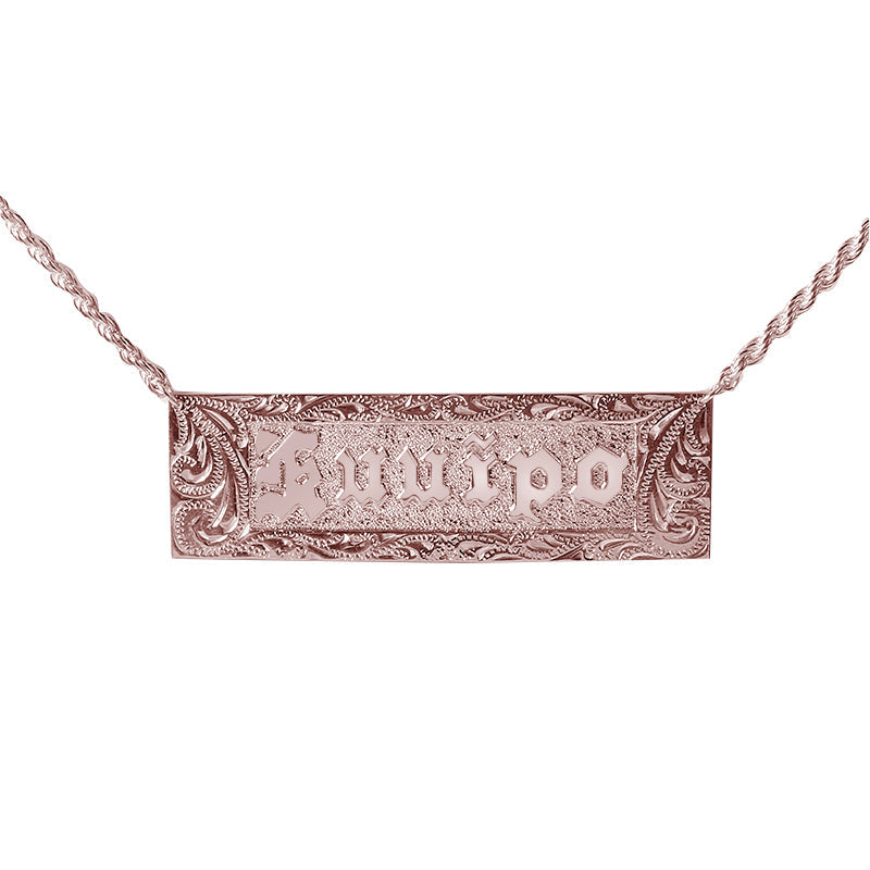 14K Gold Custom-Made Hawaiian Heirloom Necklace Raise Letter ID Necklace