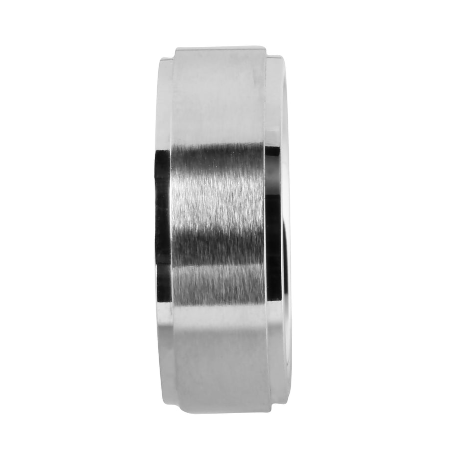 Cobalt Double Ring Flat Brushed Wedding Ring 8mm