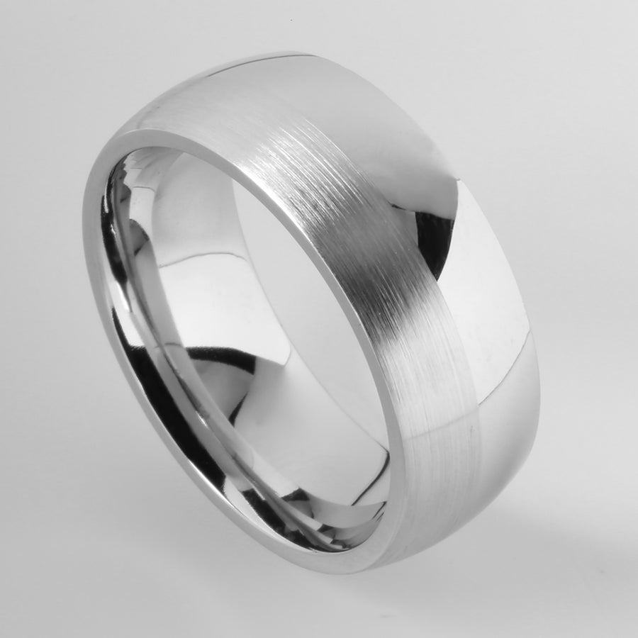 Cobalt Half Brushed/Half High Polish Finished Oval Wedding Ring 8mm
