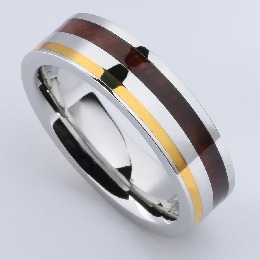 Cobalt Koa Wood Wedding Ring Flat 6mm