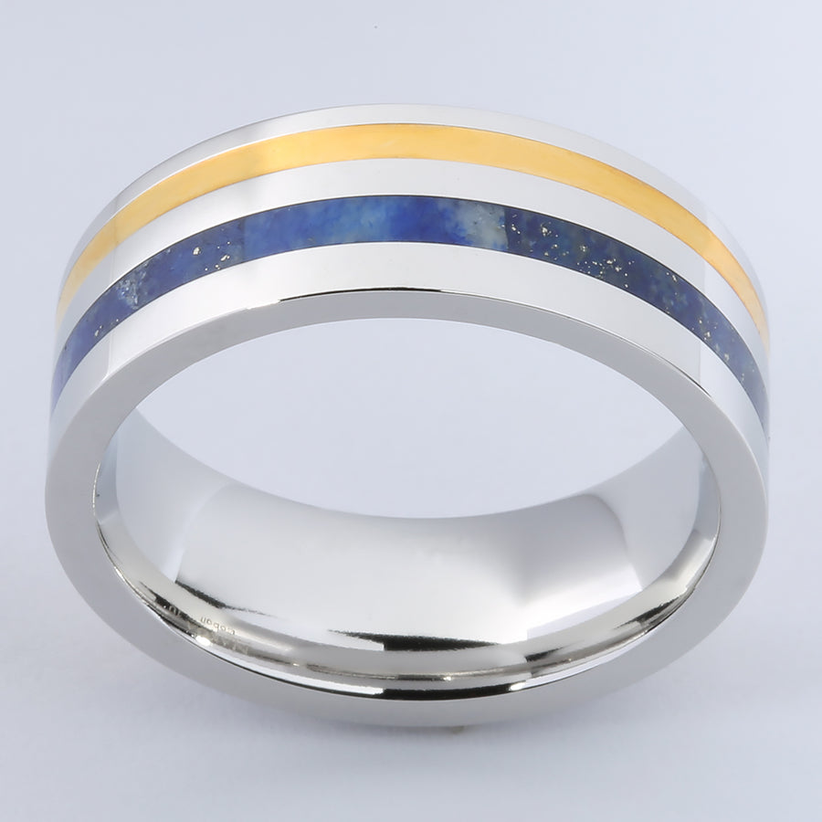 Cobalt Lapis Lazuli Wedding Ring Flat 8mm