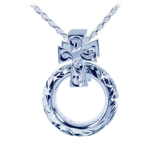 Sterling Silver Scroll Cross/Round Circle Pendant