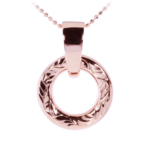 Sterling Silver Round Engraving Pendant Pink Gold Plated