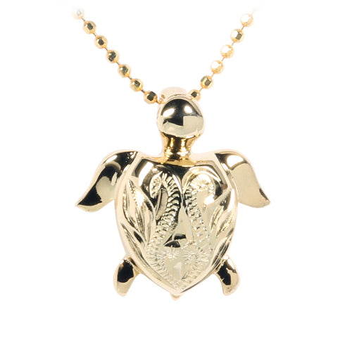 Small Hand-made Scroll Turtle Pendant Stering Silver Yellow Gold Plated