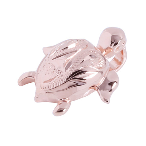 Small Hand-made Scroll Turtle Pendant Stering Silver Pink Gold Plated