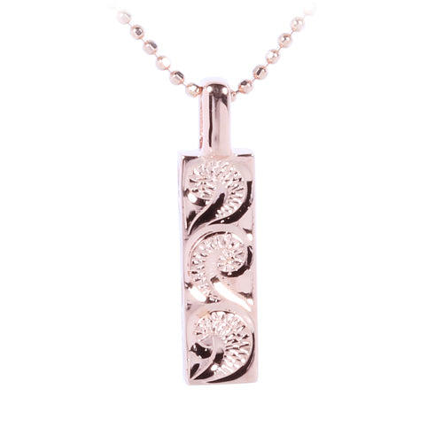 Sterling Silver Hand-made Scroll Vertical Pendant Pink Gold Plated