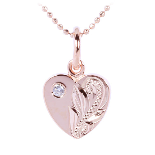 Pink Gold Plated Sterling Silver Small Heart Pendant with CZ