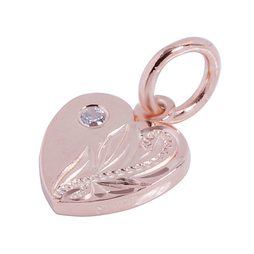 Pink Gold Plated Sterling Silver Small Heart Pendant with CZ