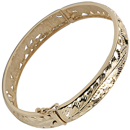 12mm Yellow Gold See Through Maile Bangle Bracelet