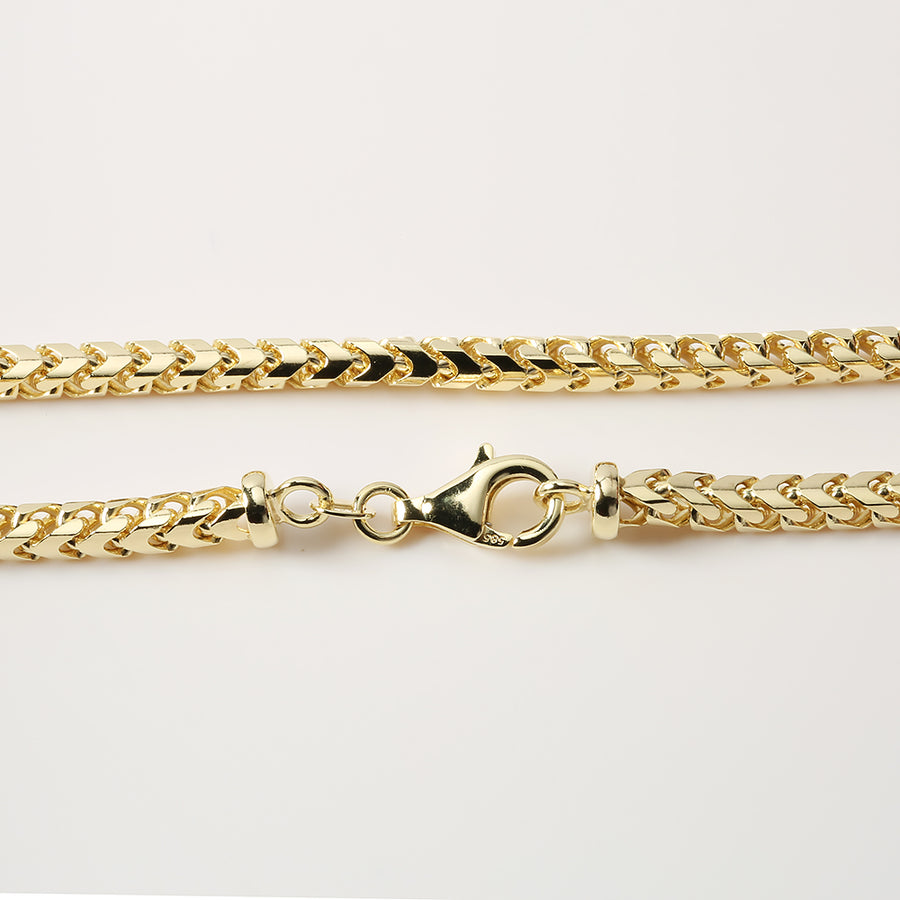 Solid 14K Yellow Gold Franco Chain Mens Chain 3.6*3.6mm 24 Inches