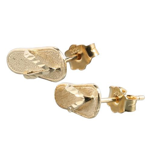 14K Yellow Gold Slipper (Flip Flop) Post Earrings