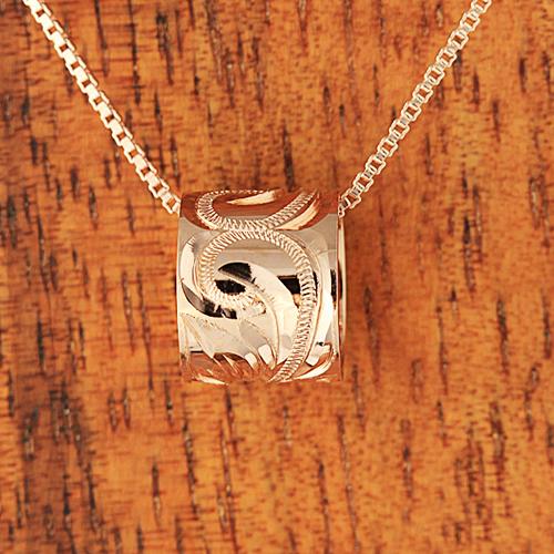 Pink Gold Two Ring with Scroll Engraving Pendant