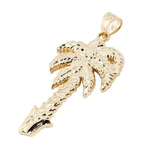 Hawaiian Jewelry 14K Yellow Gold Palm Tree Pendant(Chain sold separately)
