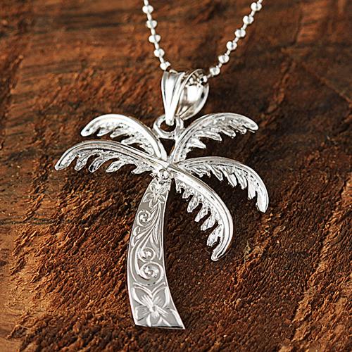 14K White Gold Palm Tree Pendant (S/M) (Chain Sold Separately)