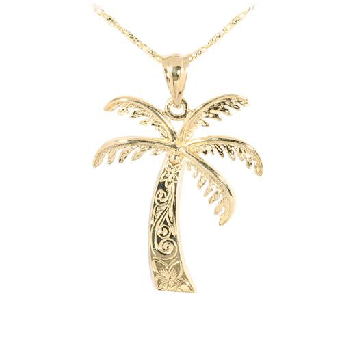 14K Yellow Gold Palm Tree Pendant (S/M) (Chain Sold Separately)