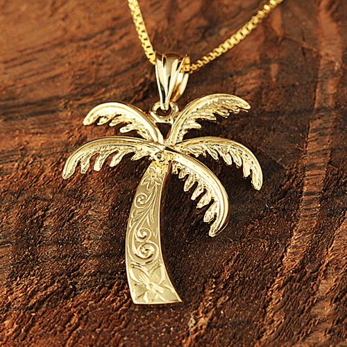 14K Yellow Gold Palm Tree Pendant (S/M) (Chain Sold Separately)