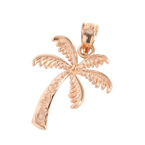 14K Pink Gold Palm Tree Pendant (S) (Chain Sold Separately)
