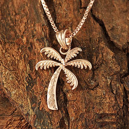 14K Pink Gold Palm Tree Pendant (S) (Chain Sold Separately)