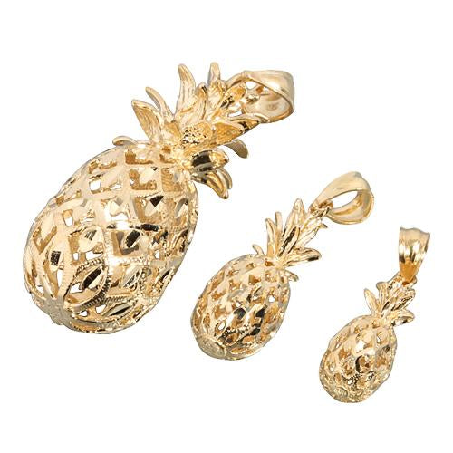 14K Yellow Gold Pineapple Pendant (S/M/L) (Chain Sold Separately)