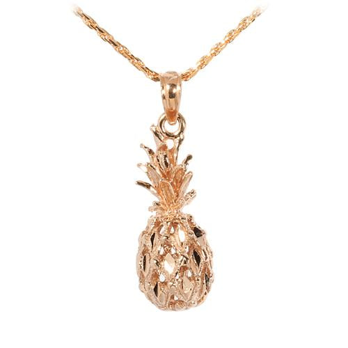 14K Pink Gold Pineapple Pendant (S/M/L) (Chain Sold Separately)