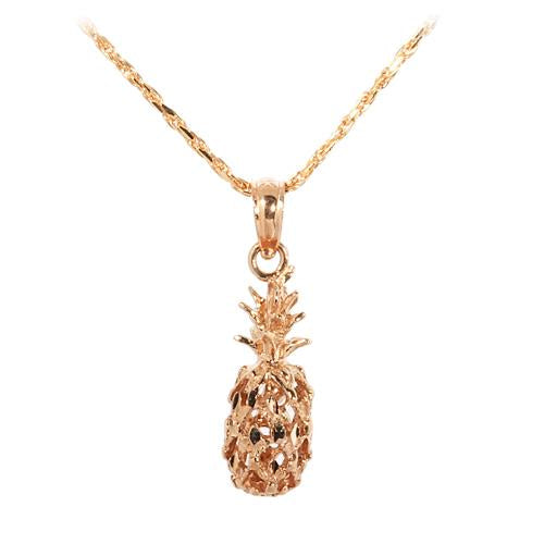 14K Pink Gold Pineapple Pendant (S/M/L) (Chain Sold Separately)