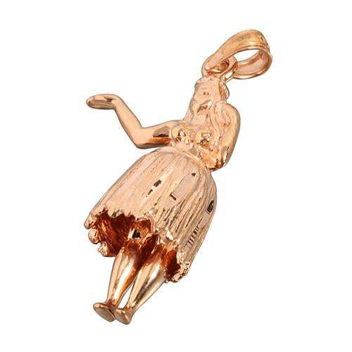 14K Pink Gold Hula Girl Pendant (S/M/L) (Chain Sold Separately)