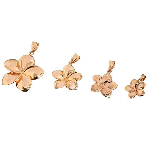 14K Pink Gold Plumeria Pendant (S/M/L/XL) (Chain Sold Separately)