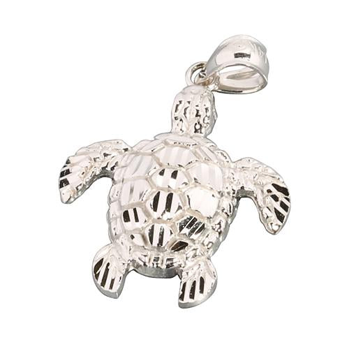 14K White Gold Honu (Hawaiian Turtle) Pendant (S/M) (Chain Sold Separately)