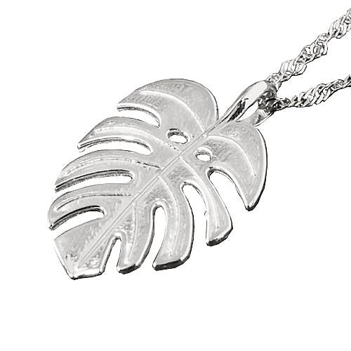 14K White Gold Monstera Leaf Pendant (Chain Sold Separately)