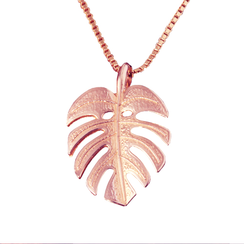 14K Pink Gold Monstera Leaf Pendant (Chain Sold Separately)