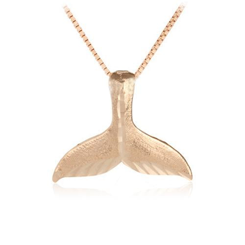 14K Pink Gold Small Whaletail Pendant Necklace