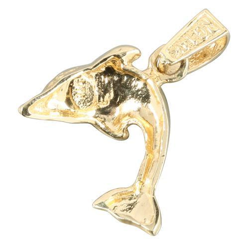 14K Yellow Gold Opal Inlaid Dolphin Pendant (Chain Sold Separately)