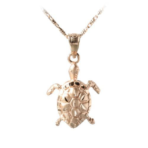 14K Pink Gold Honu (Hawaiian Turtle) Matte Finish Pendant (Chain Sold Separately)