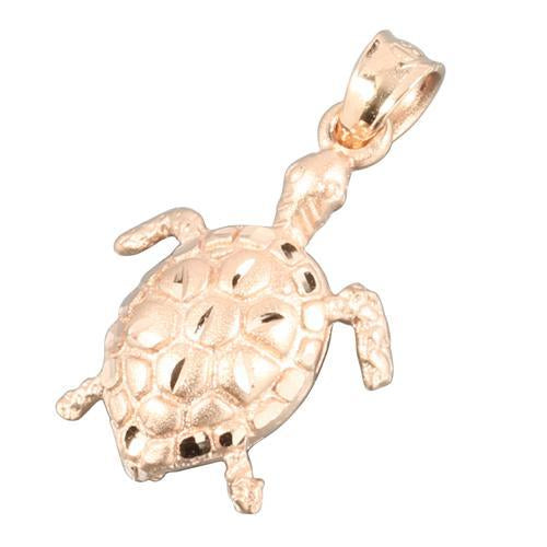 14K Pink Gold Honu (Hawaiian Turtle) Matte Finish Pendant (Chain Sold Separately)