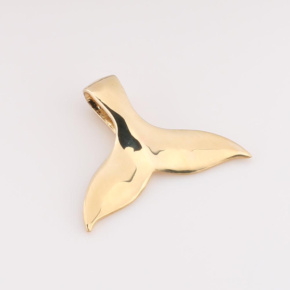 14K Solid Yellow Gold Whale Tail Pendant Necklace – Mermaid & Ocean Charm For Women, Gift Ready - View #2