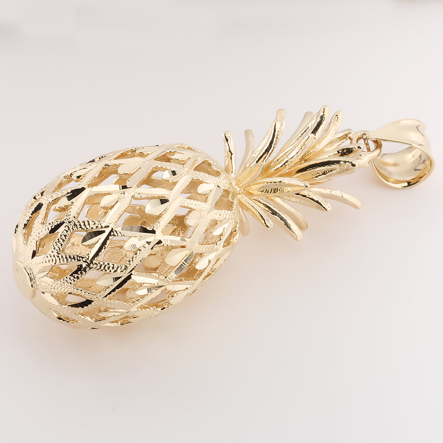 14K Solid Yellow Gold Pineapple Pendant (Chain Sold Separately)