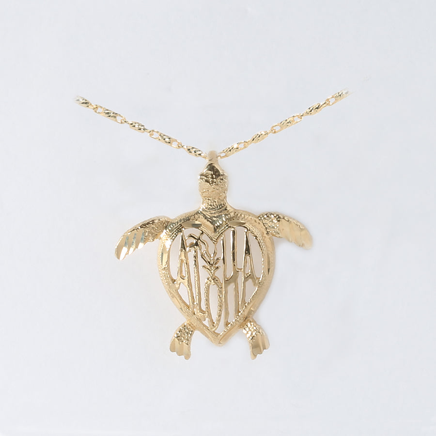 14K Solid Yellow Gold See Through Turtle Pendant(S) (Chain Sold Separately)